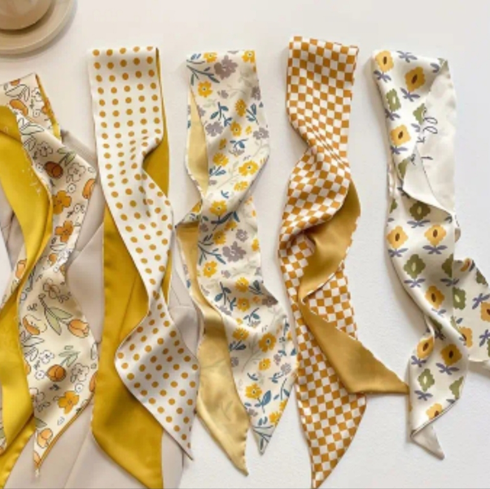 5 pcs. Satin Printed Twillys/Scarves